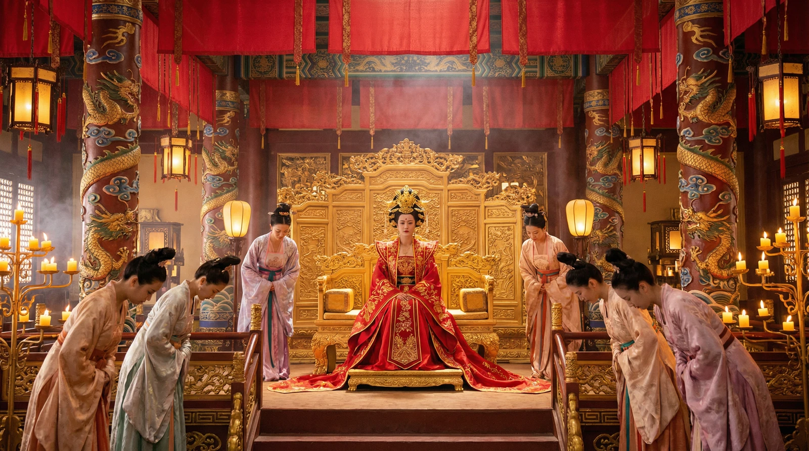 萝莉岛古装宫廷大戏拍摄现场皇后登基场景